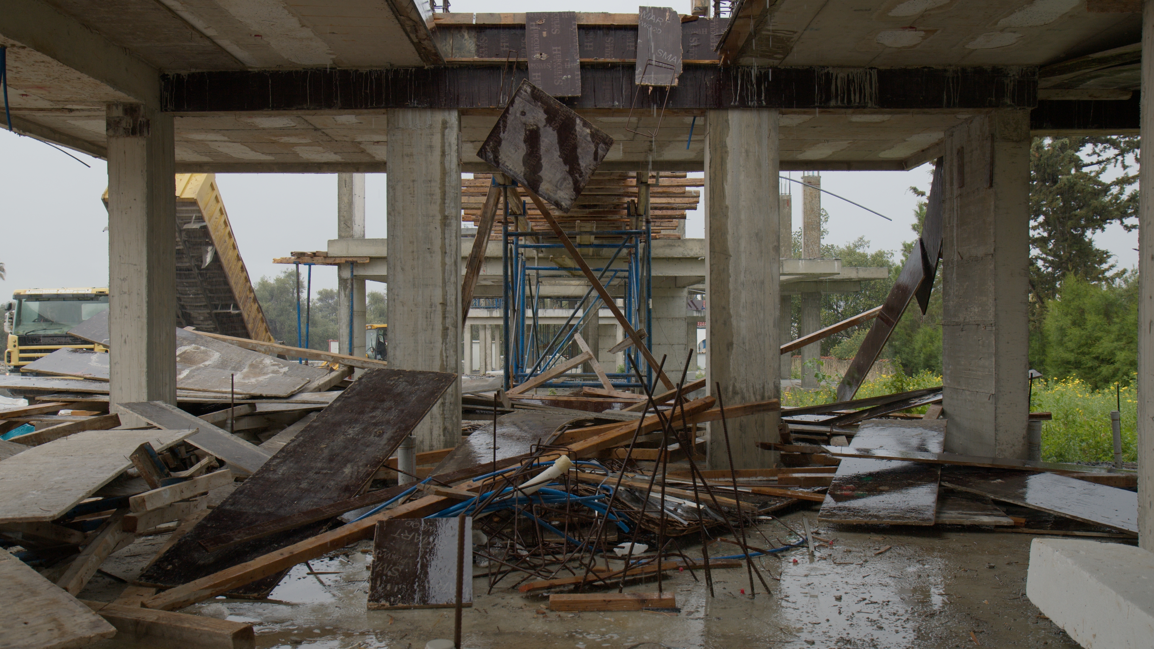 A photo from the audio-visual art installation of Rafael Kuhn and Leonard Maassen. The film depicts environmental and social spaces in Cyprus and illuminates philosophical orientations and distributed memories harboured in contemporary everyday worlds.